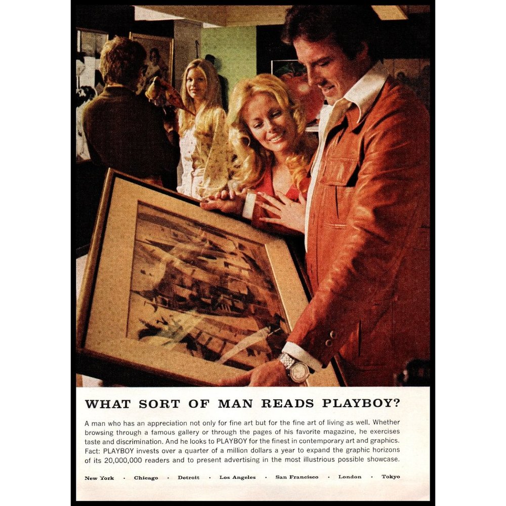 1975 What Sort of Man Reads Playboy Vintage Print Ad Art Gallery Painting Photo